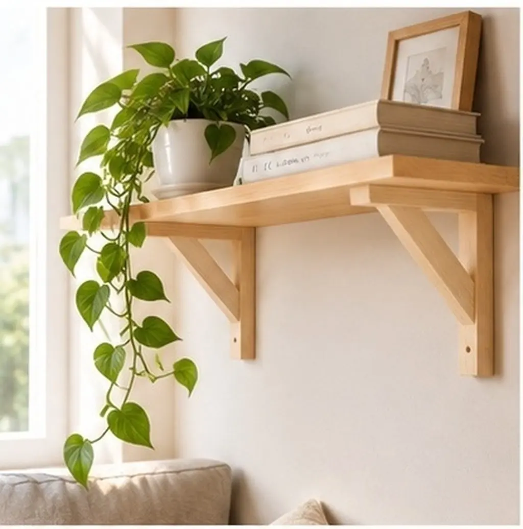 Triangle Wooden Shelf Bracket Sturdy Wood Shelf Bracket with Excellent Bearing Capacity for Wall Floating Shelves Easy
