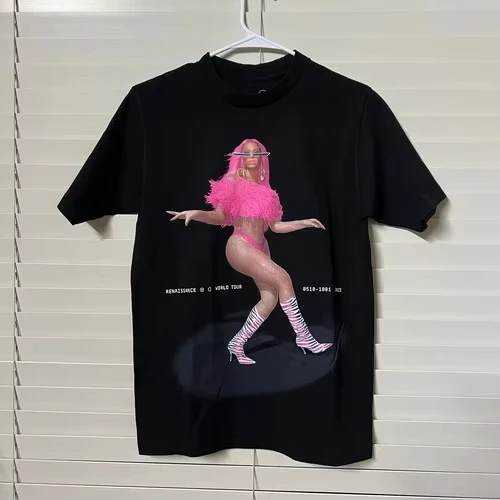 

2025 Summer New Renaissance Tour Fashion Outdoor Rare Black Unise Casual Comfort Summer Cotton Top T-Shirt Large Size