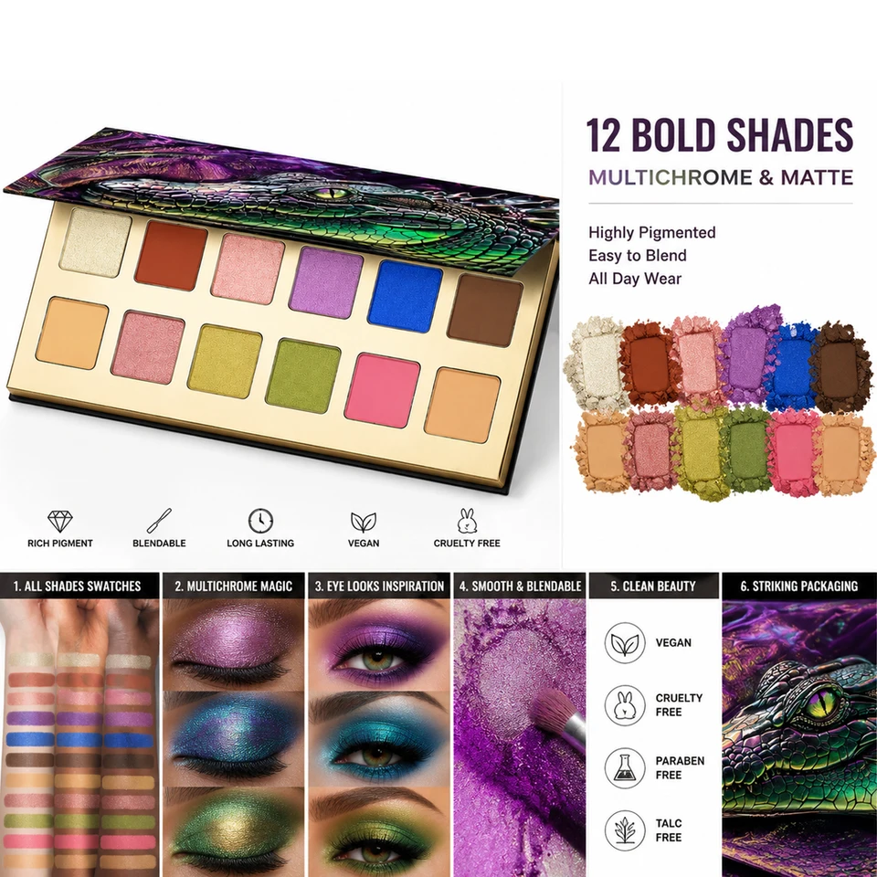 12 Color Waterproof Crocodile Eye Shadow Palette