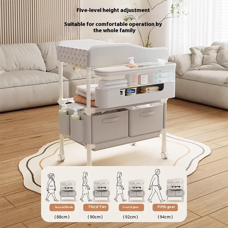 

Foldable Baby Changing Table - Mobile Newborn Care Station for Diaper Changes, Bathing Massage Convertible Bassinet Design