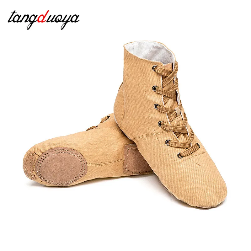 Sapatos de dança jazz feminino alto-superior sapatos de professor solas suaves masculino yoga desempenho lona sapatos de dança estilo nacional botas