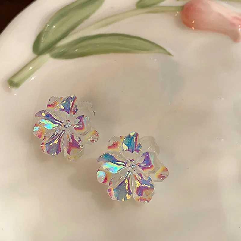 Trending Colorful Flower Stud Earrings Design Fashion Party Korean Fresh Cheap Earring For Woman Party Jewelry Wholesale New