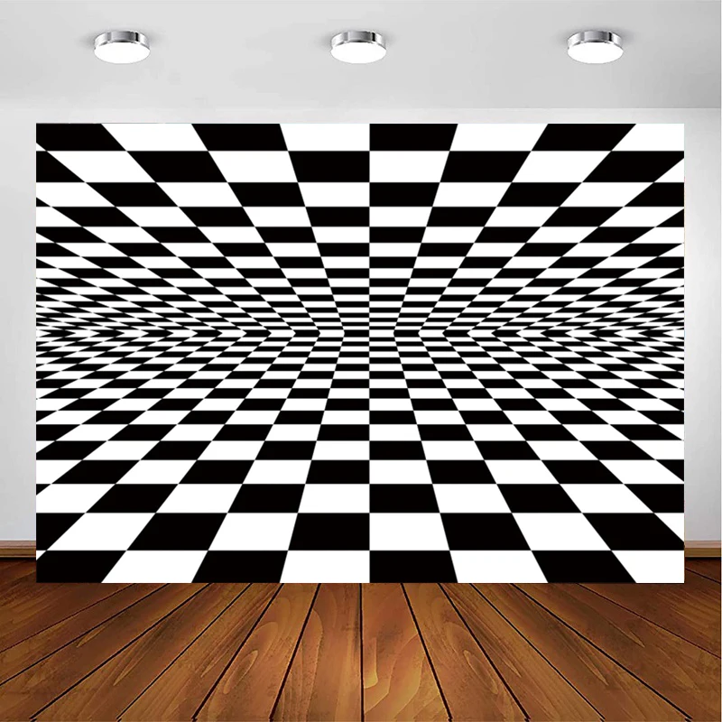 Photography Backdrop Black And White Racing Checker Texture Grid Check Board Photo Kids Birthday Party Background Baby Shower