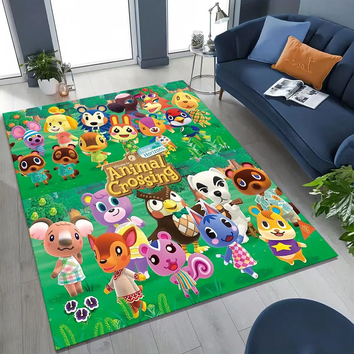 

Game Animal Crossing Wild World Cartoon Rug for Bedroom Living Room Sofa Home Doormat Decor, Large Kids Play Non-slip Floor Mat