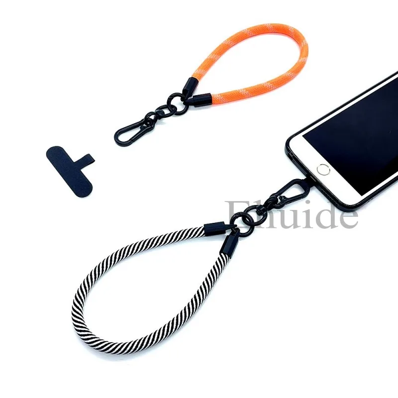 30 CM Length Casual Universal Nylon Cotton Rope Bracelet Phone Case Lanyard Wrist Strap Carabiner Compatible With Earpods key