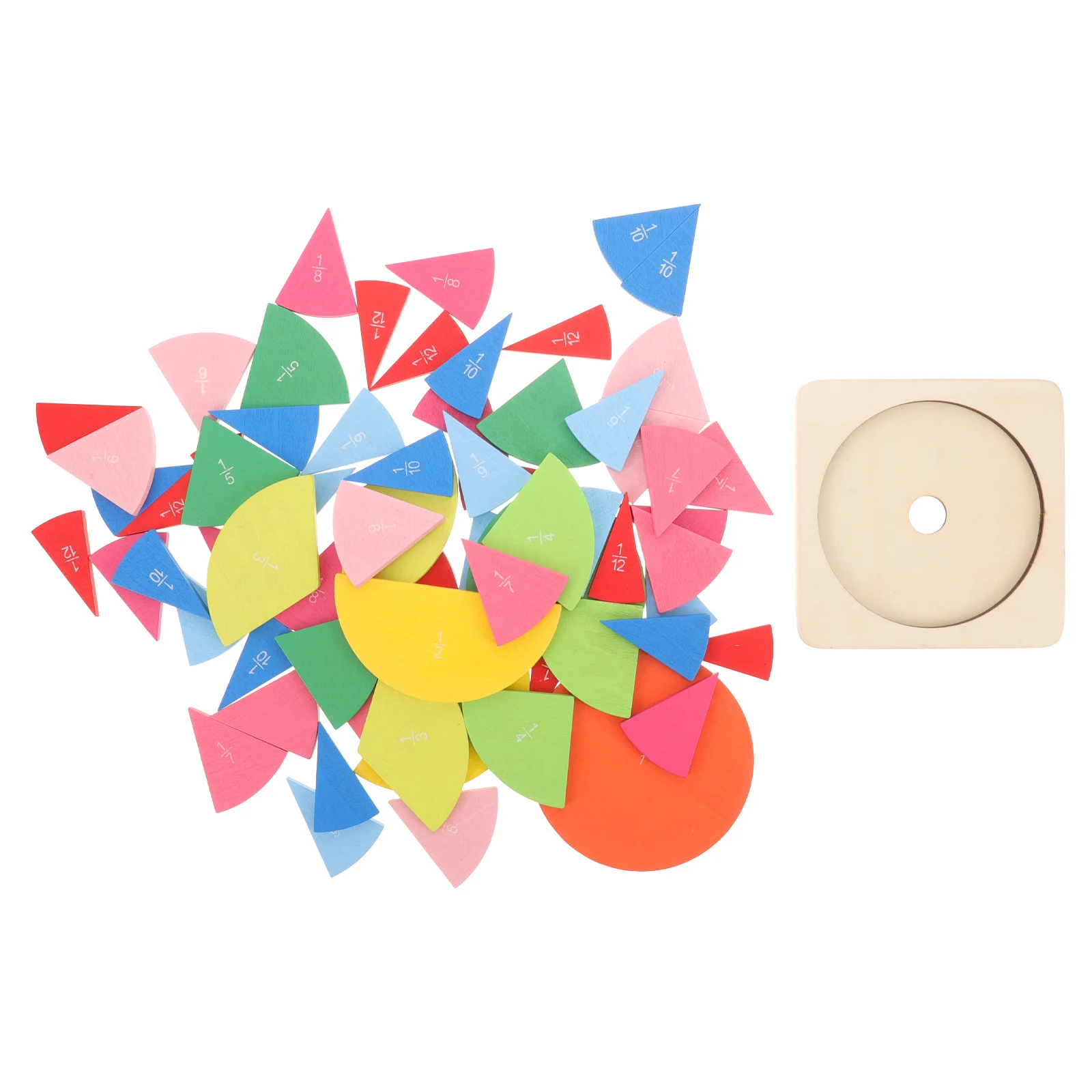 1Set Wooden Fraction Number Cognition Trays Ecofriendly Durable Early Learning Educational Math Counters Fraction Toys