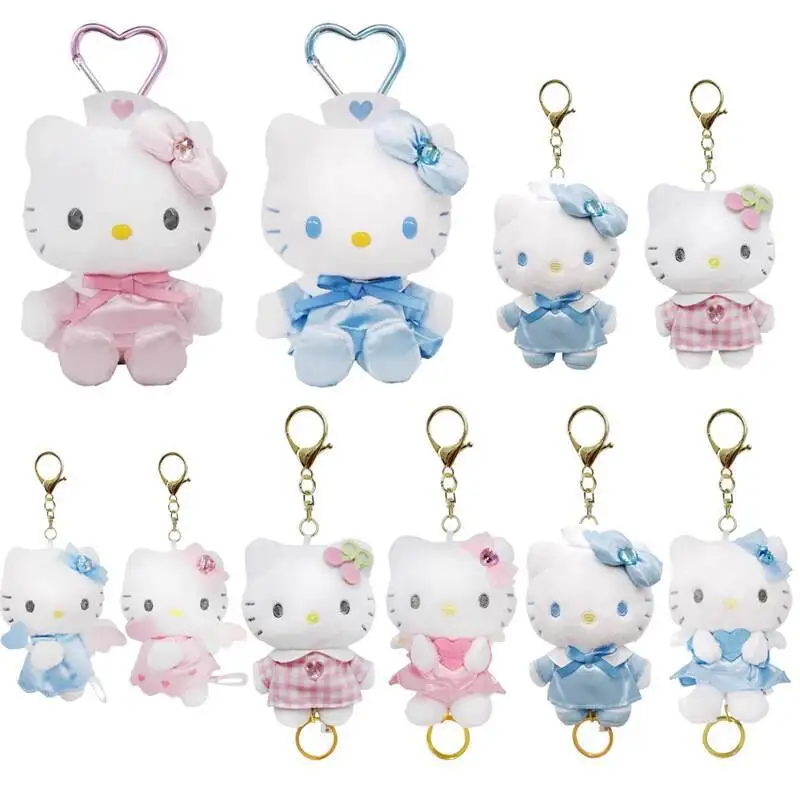 

Hello Kitty Angel Nurse Plush Toys Kawaii Telescopic Keychain Backpack Pendant Accessories Girls Festival Theme Gifts
