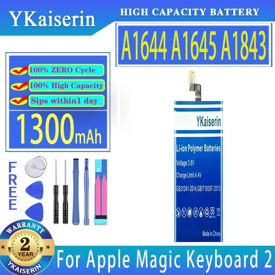 YKaiserin A1644 A1645 A1843 A1672 1300mAh/2600mAh Battery for Apple Magic Keyboard 2 Mouse2 Wireless 020-00634 020-00633 Bateria