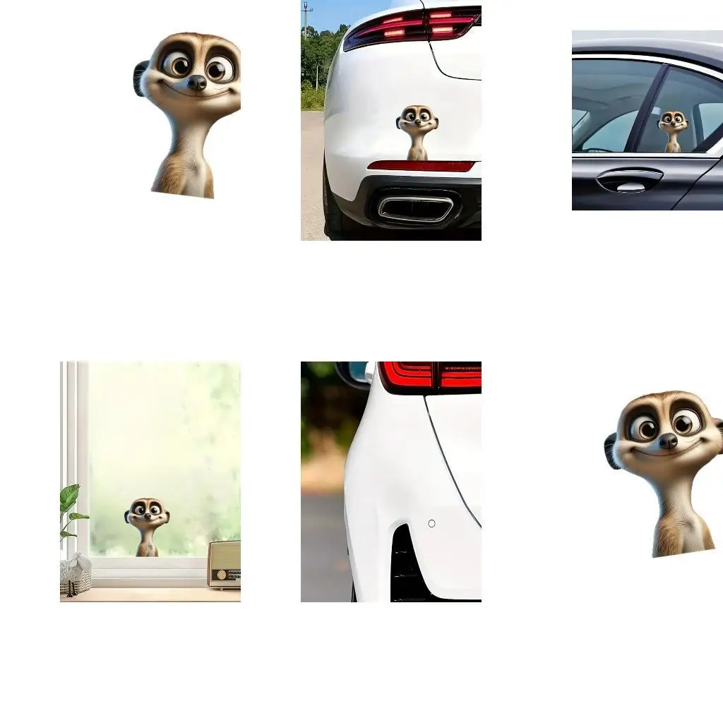 Weatherproof Cartoon Automotive Decal Easy Peeling Install Animal Pattern Sticker