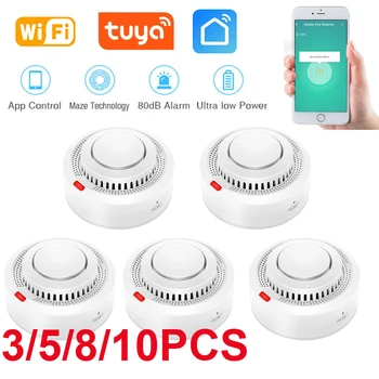 Tuya Wifi Rookmelder Brandbeveiliging Alarmsensor Onafhankelijke Draadloze Batterij Bediend Smart Life Push Alert Home Security