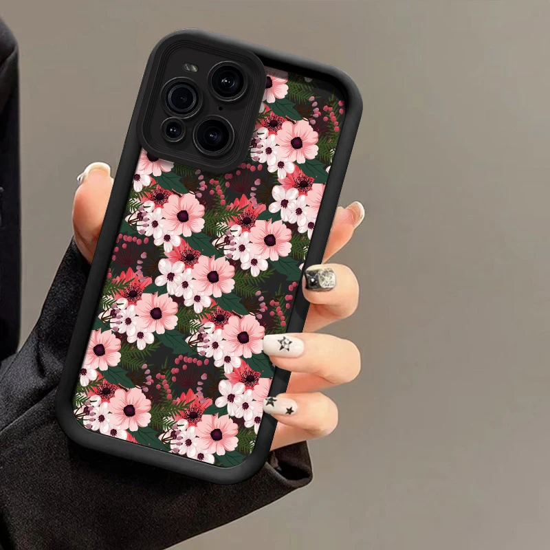 حافظة لهاتف موتورولا موتو G85 G84 G75 G35 G34 G56 G86 Edge 50 60 Funsion 40 Neo E40 E32 E22 غطاء سيليكون مطبوع عليه زهور