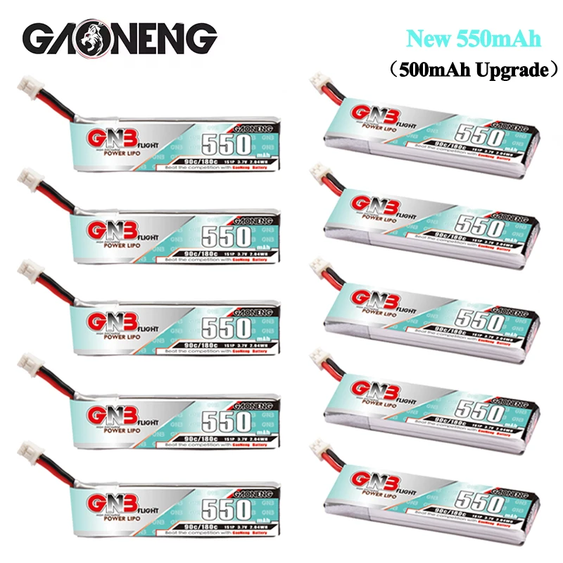 Batterie Lipo GNB 1S 3.7V 550mAh 90C/180C avec prise PH2.0, pour TINY8X Blade Inductrix FPV QX2 120S Beta75S BetaFPV Drone Parts