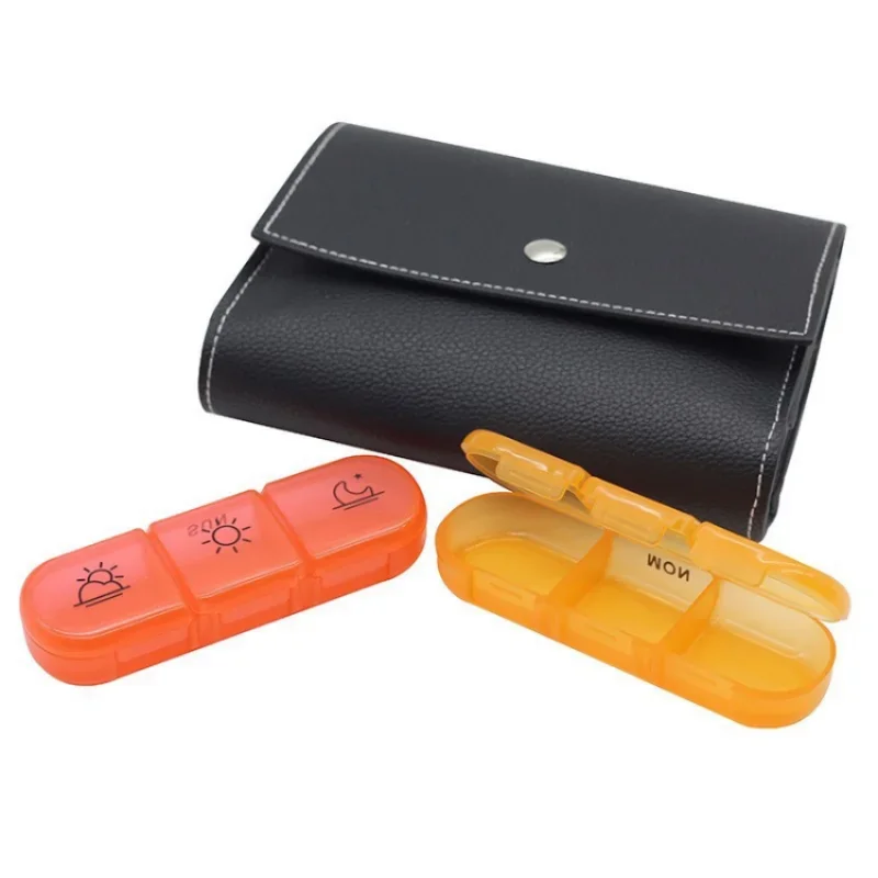 New Hot Sale Seven Days a Week 21 Black Plaids Pill Box Classification Box Portable Plastic Compartment Pill Box