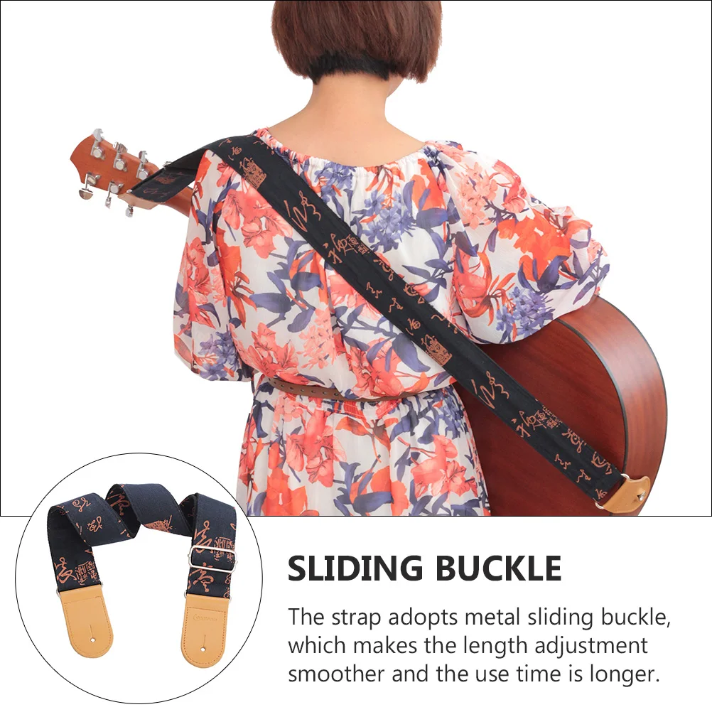 

Double Layer Reinforced Cotton Linen Guitar Strap Metal Sliding Buckle Adjustable 85CM-145CM Durable for Electric