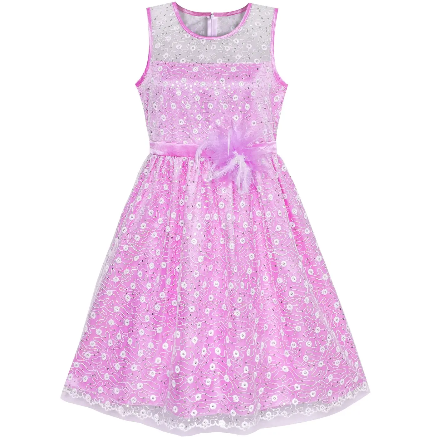 Flower Girl Dress Lace Sequin Flare Purple Wedding Party