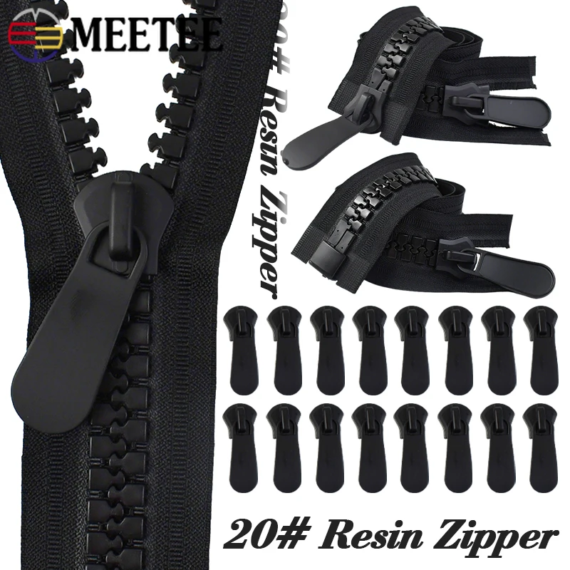 

1Pc 20# 70-150cm Resin Zippers with Single/Double Sliders Down Coat Backpack Replacement Zipper Tape DIY Zips Repair Accessories