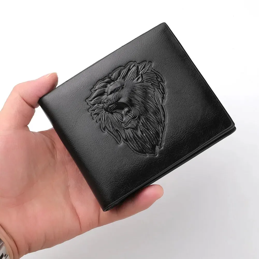 Wallet Men's Personalized Three-Fold 3D Embossed Wallet Multi-Card Credit Card Holder Zipper Coin Short Wallet Men