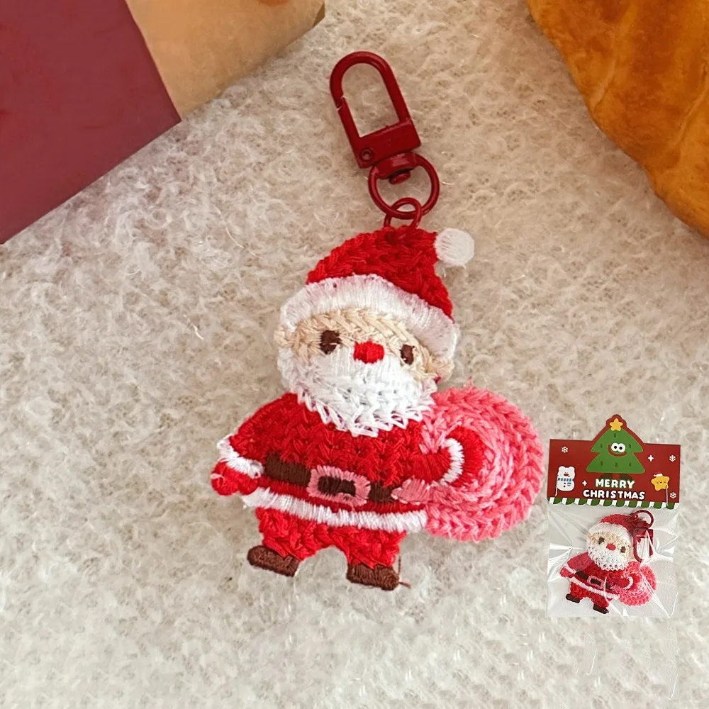 Weave Christmas Pendant Christmas Tree Elk Cartoon Santa Claus Keychain Charms Bag Pendant Christmas Keyring Backpack Decor
