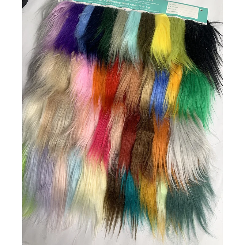 

8cm Pile Length Faux Fur Fabric Color Swatches,For Patchwork Sewing Material Doll Toy Beard Hair Decoration Cosplay Fabric