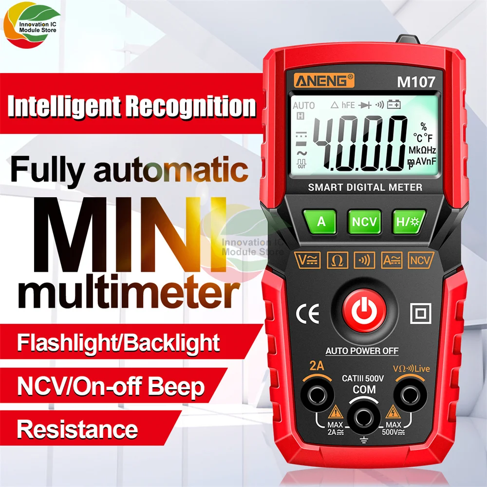 Ziqqucu M107/M108 High Precision 4000Counts Smart Digital Multimeter LCD Resistance Portable DC AC Voltage Current Tester Meter