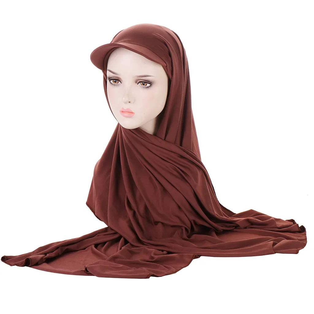 2023 New Fashion Women Hijab Baseball Caps with Instant Jersey Scarf Ready To Wear HIjab Headwrap Islamic Clothing Accessories