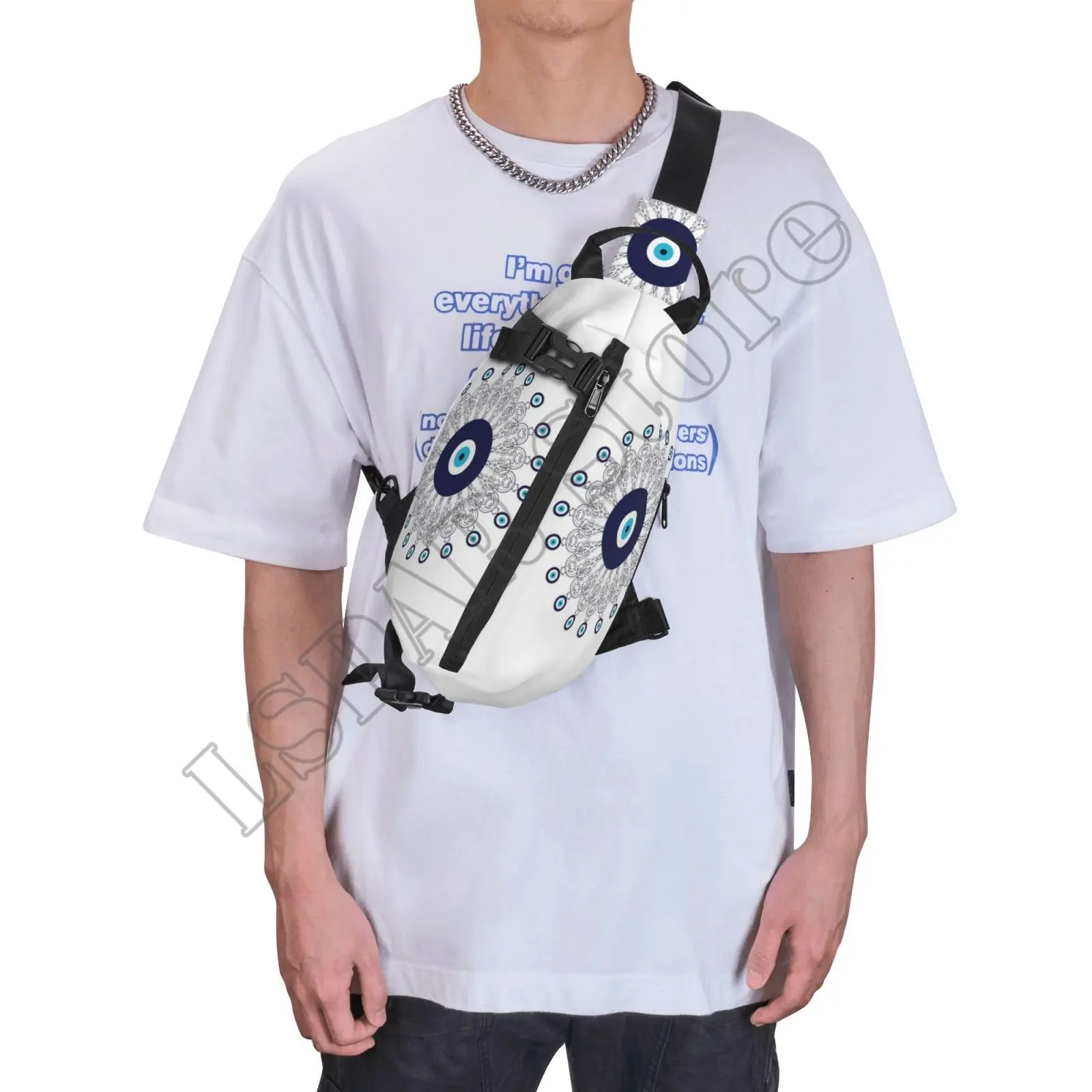 Greek Amulet  Evil Eye Lucky Charm Sling Modern Chest Bag Hiking Running Sling Bag School Graphic Crossbody Bags Backpack Hiking