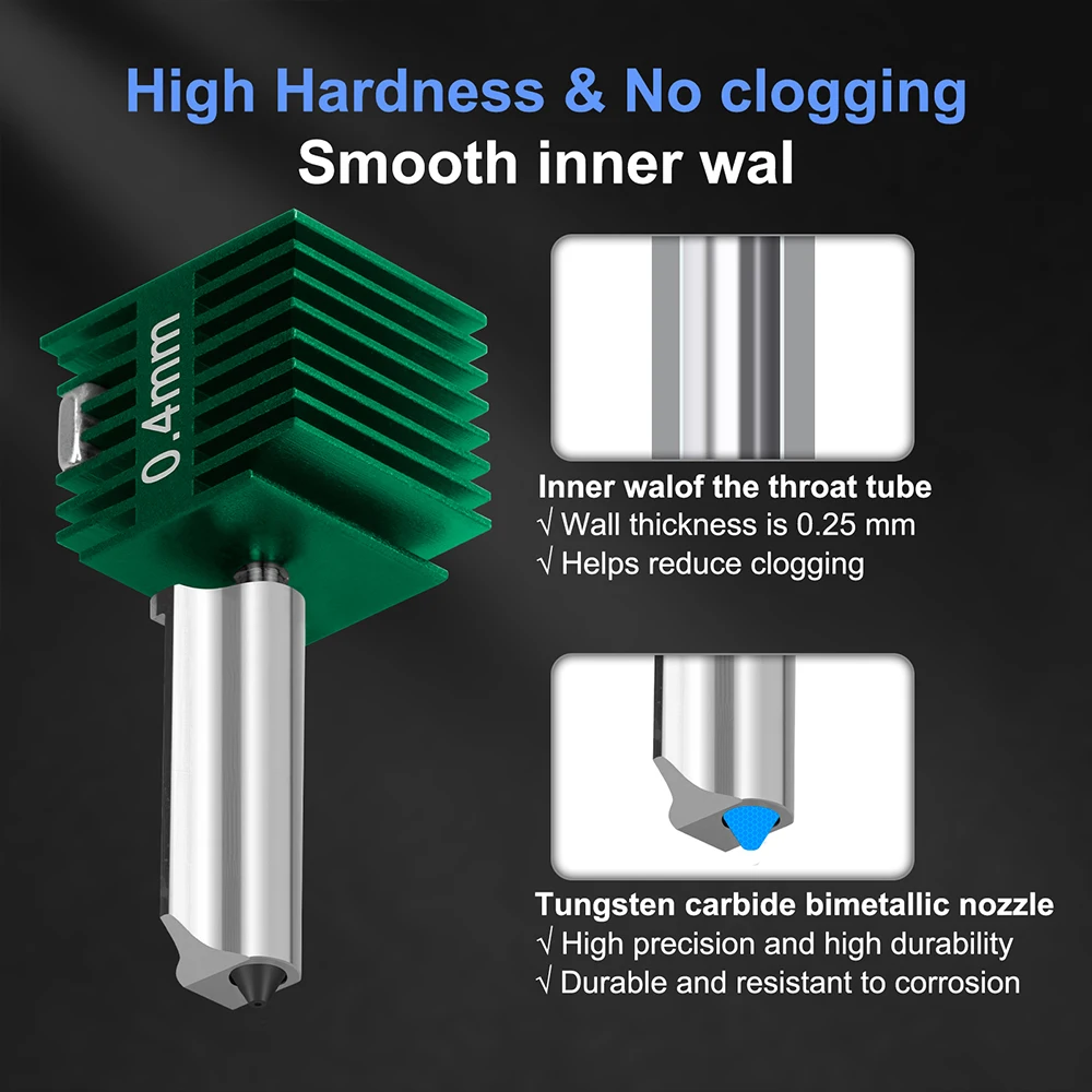 Für Bambu Lab A2L A1 Mini Hotend-Kit, verbesserte einteilige Wolframkarbidstahl-Düse, Hot-End für Bambulab A1 3D-Druckerteile – Detail 3