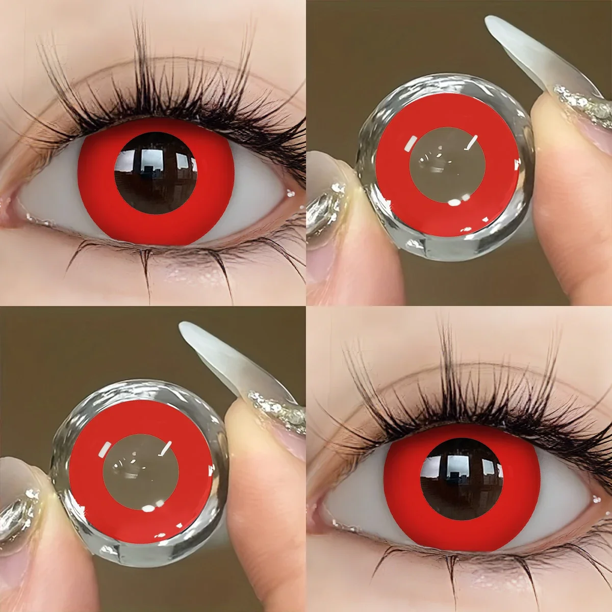 Lalens Weiße Blind-Block Farbige Kontaktlinsen Halbjährliche Weiche Linsen für Anime Cosplay Schwarze Cos-Kontaktlinsen für Coser Augen-Make-up – Detail 11