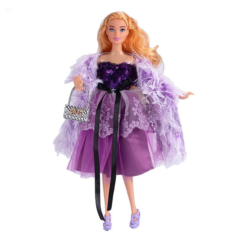 30cm Supermodel Doll Toys Joints Movable 1/6 Doll With Fashion Vintage Evening Flower Lace Up Puffy Dress Set DIY Toys Collector