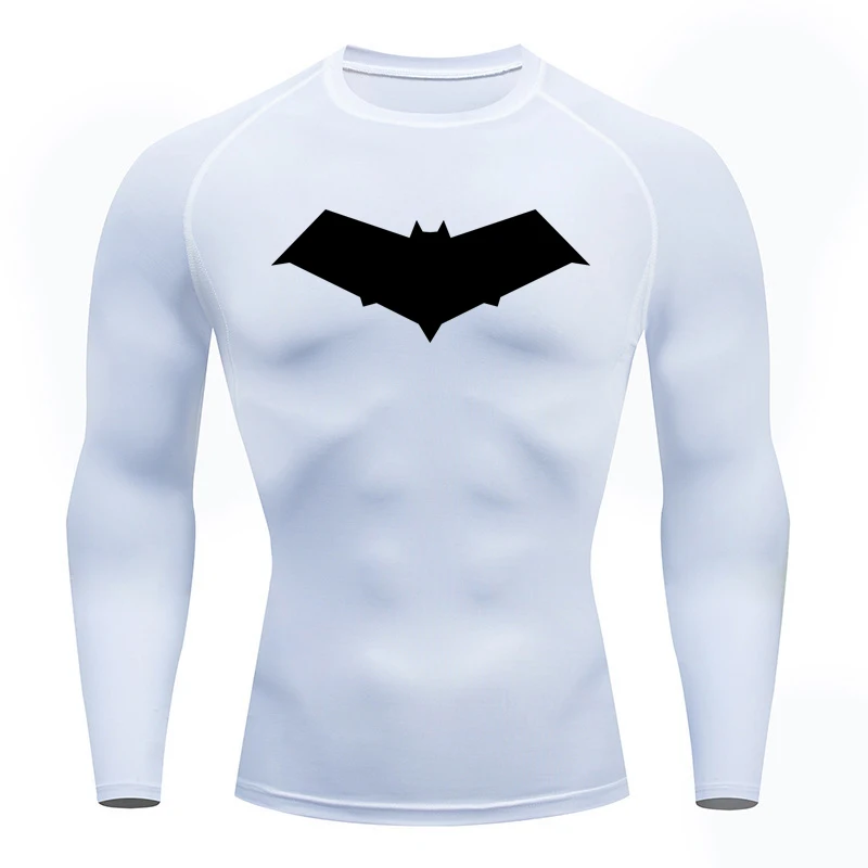 Compression Running T-Shirt Men Tops Bat Printing T Shirts Men Quick-Drying Gym Sportswear MMA Rashguard Jersey Tee For Male