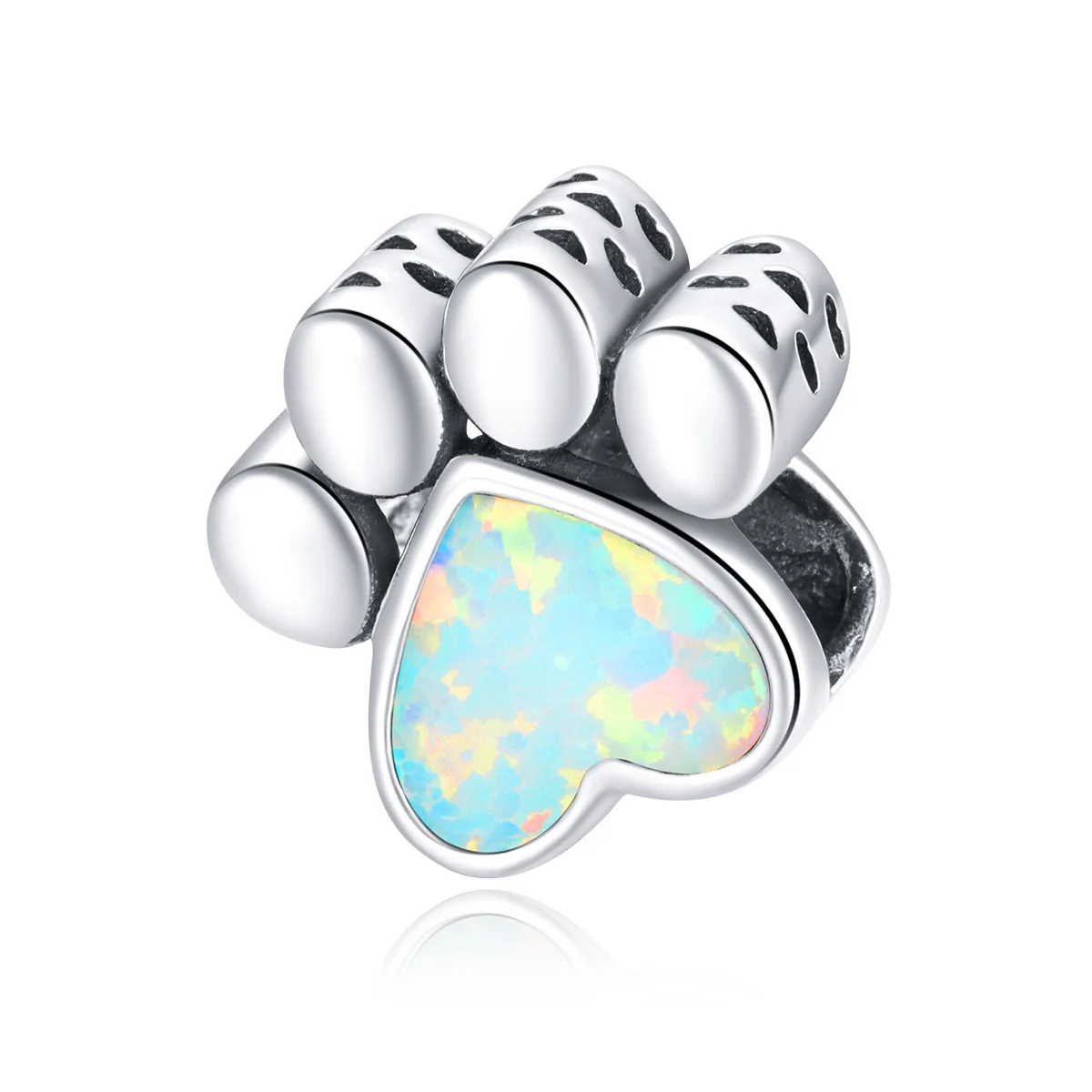 WOSTU Anhänger aus 925er-Sterlingsilber, rosa Zirkon, Hundepfoten-Anhänger, Katzenknochen, Tier-Charm, passend für Original-Armbänder, Armreifen und Halsketten, Schmuck, Geschenk