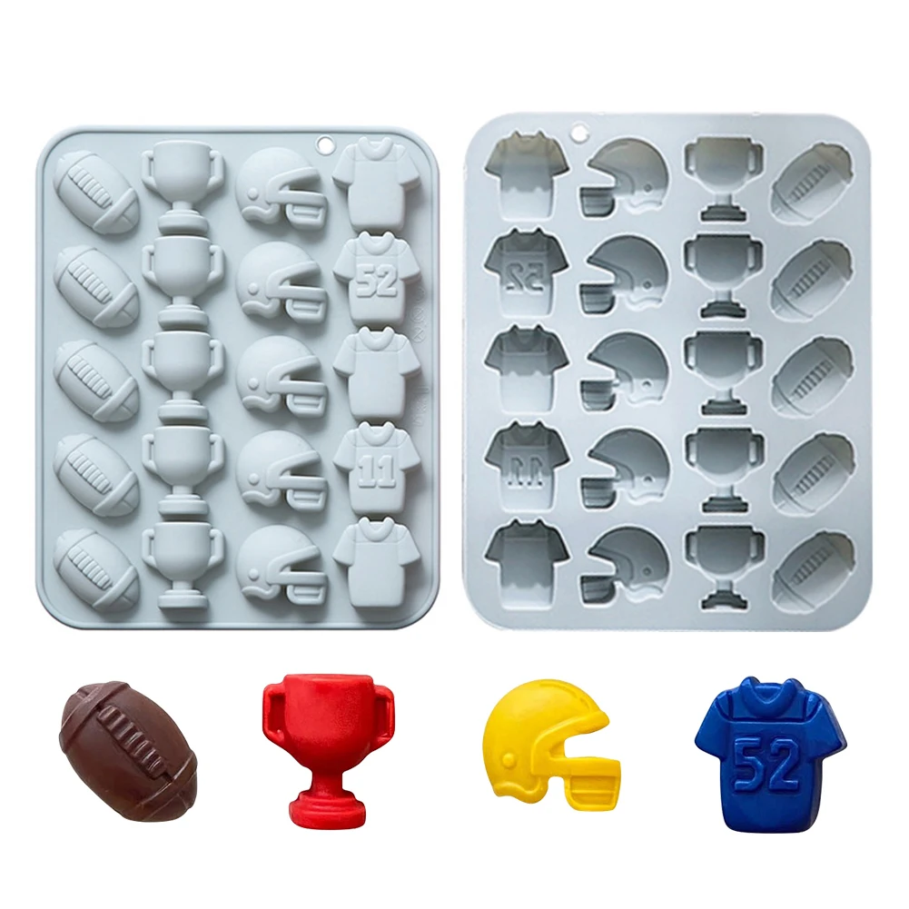 Silicone Rugby Trophy Helmet Jersey Fondant Mould Non Stick Candy Baking Mould Multi-Function Ice Cube Mold for Jelly Ice Cube