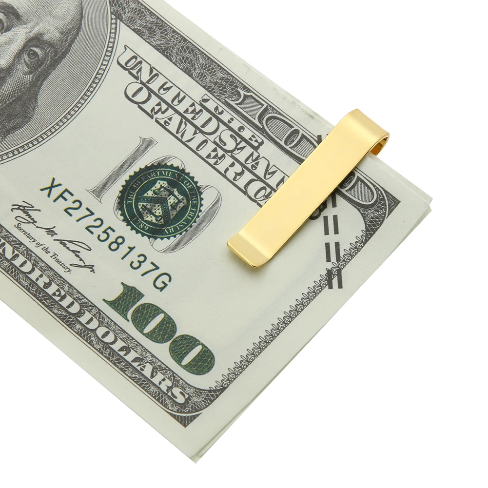 1pc Cash Clamp Holder Portable Stainless Steel Cash Wallet Practical Credit Card Holder Solid Color for Cash Card Collar