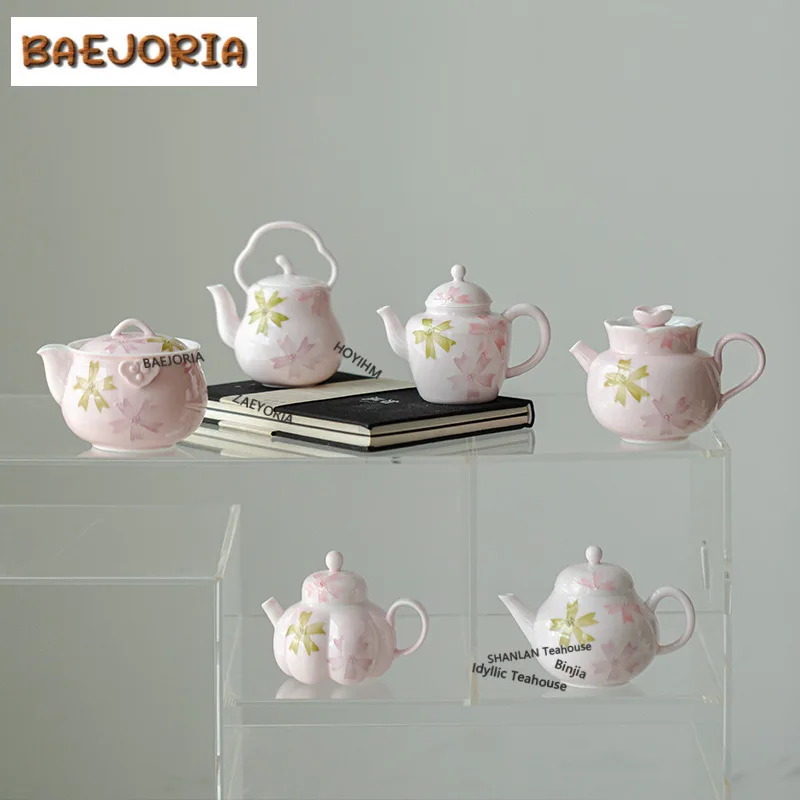 

Hand-painted Cherry Blossom Teapot Ancient Tea Infuser Pot Household Tea Soaking Kettle With Ball Hole Puer Drinkware Ornaments