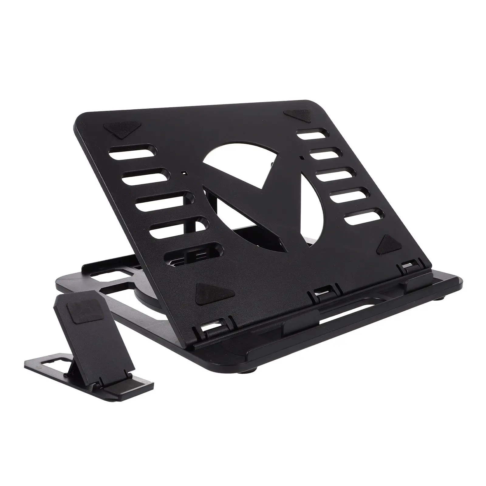 

Laptop Riser for Desk Foldable Black Portable Holder ABS Material Non Slip Wear Resistant Multi Use Office Meeting Room