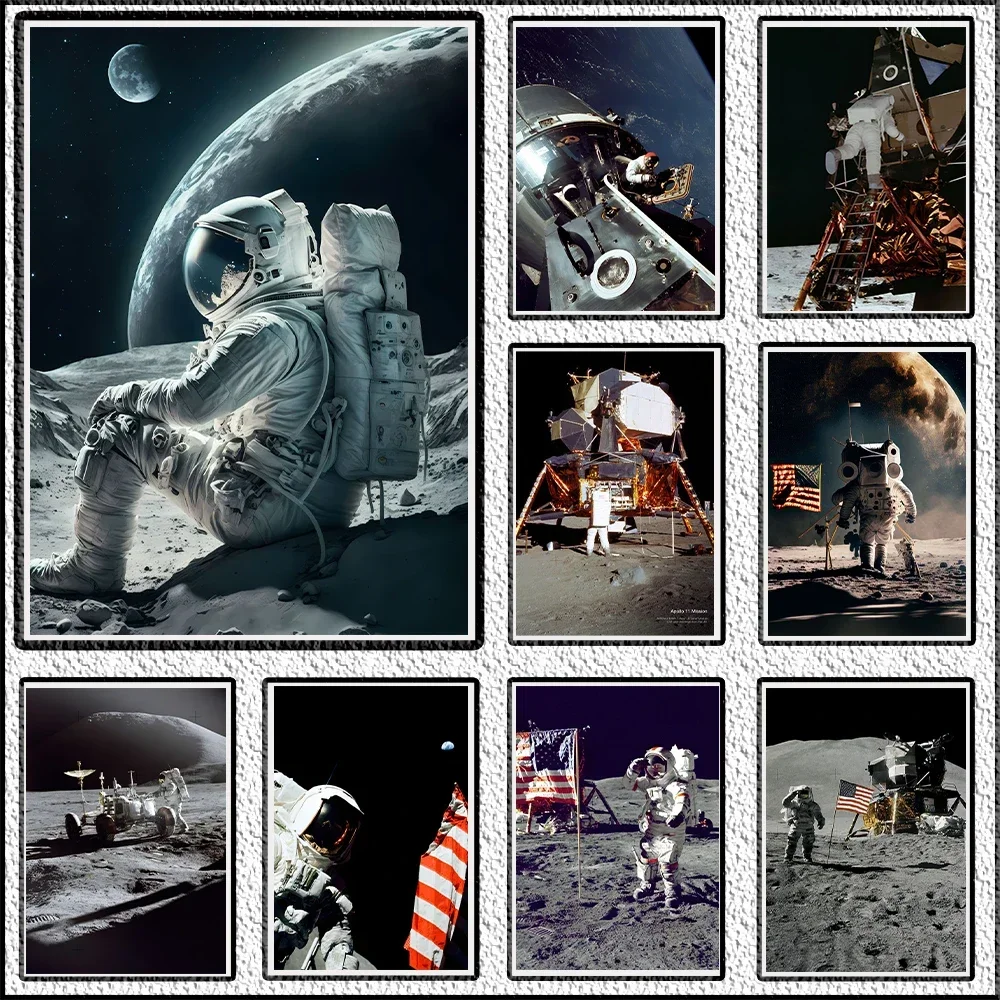 Astronauts Traveling in Space To See The Lunar Shuttle Canvas Painting and Prints Wall Art Picture for Bedroom Home Decor