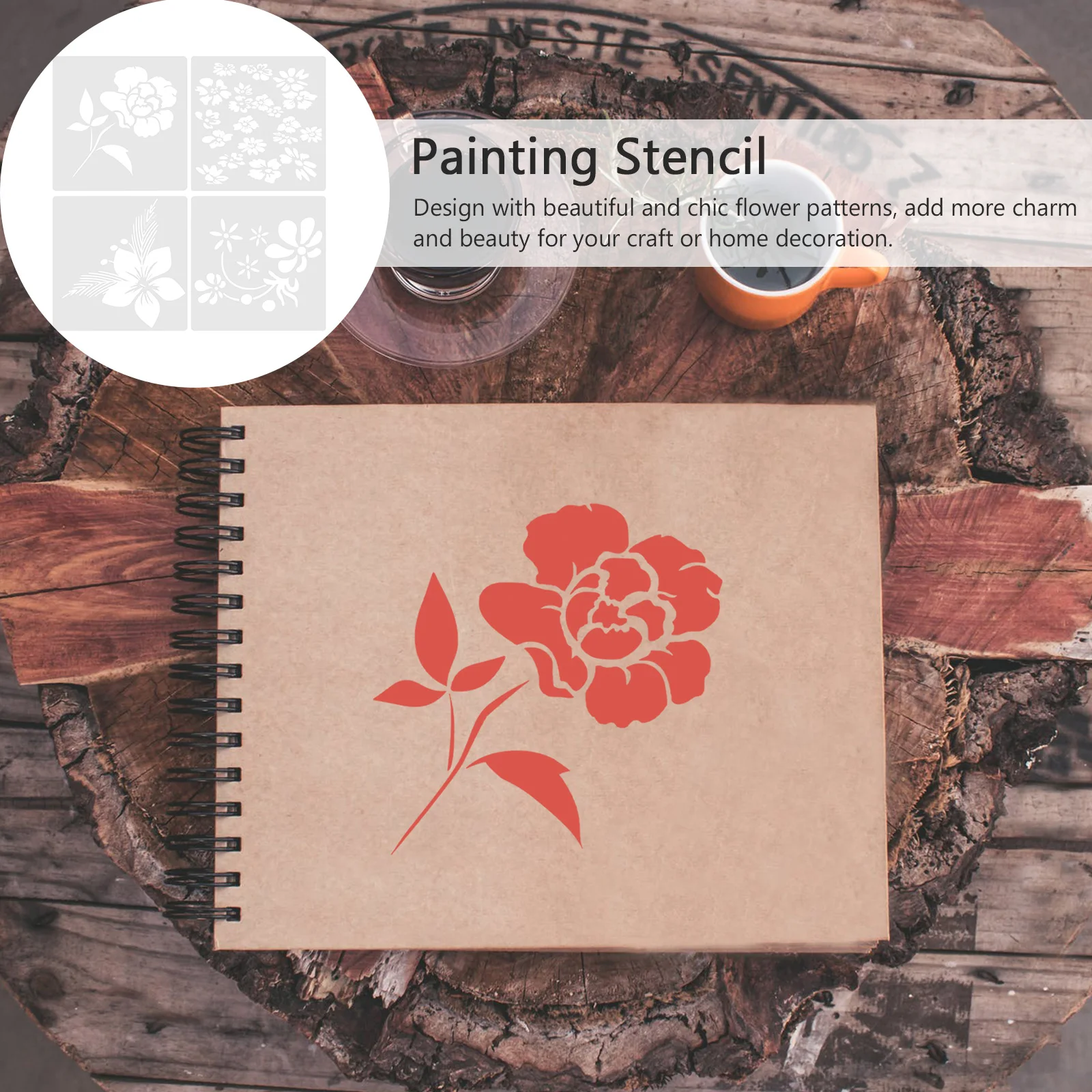 

4Pcs Floral Pattern Stencil Set Ideal for DIY Painting Crafts Scrapbook Home Decor Wood Signs Tiles Stencil Painting Template
