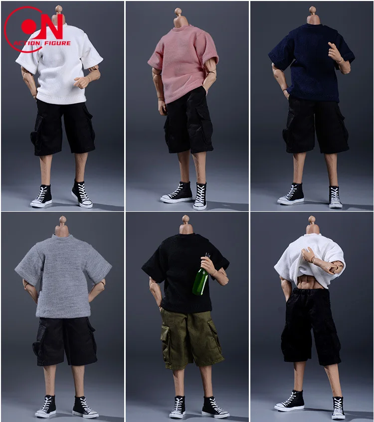 ATStory 1/12 ذكر بلون تي شيرت سراويل قصيرة الملابس نموذج صالح 6 '' Notaman NWTOYS VTOYS الجندي عمل الشكل الجسم دمية #2