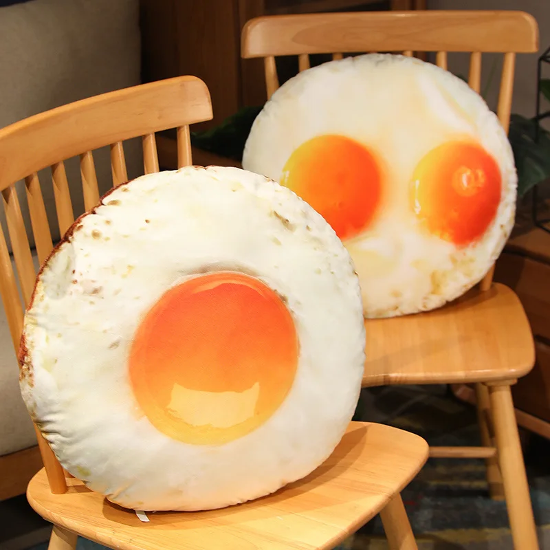 

40cm Simulation Fried Egg Plush Toy Cute Egg-Shaped Stuffed Pillow Lifelike Soft Fried Egg Sofa Decorative Cushion