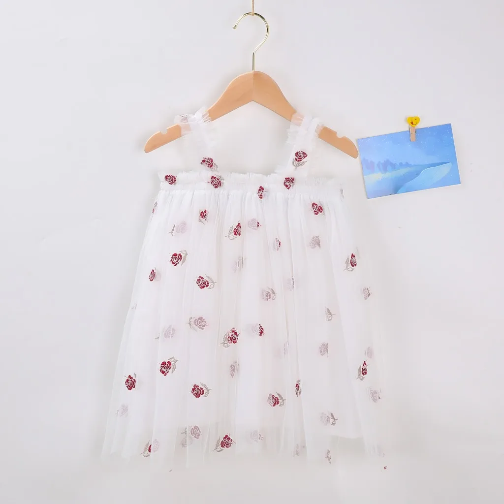 Süßes Tutu-Kleid für Kleinkinder und Mädchen, ärmellos, Sommer, neu, mit Stickerei, Blumenmuster, Netzkleid, Prinzessinnenkleid für kleine Mädchen – Detail 24