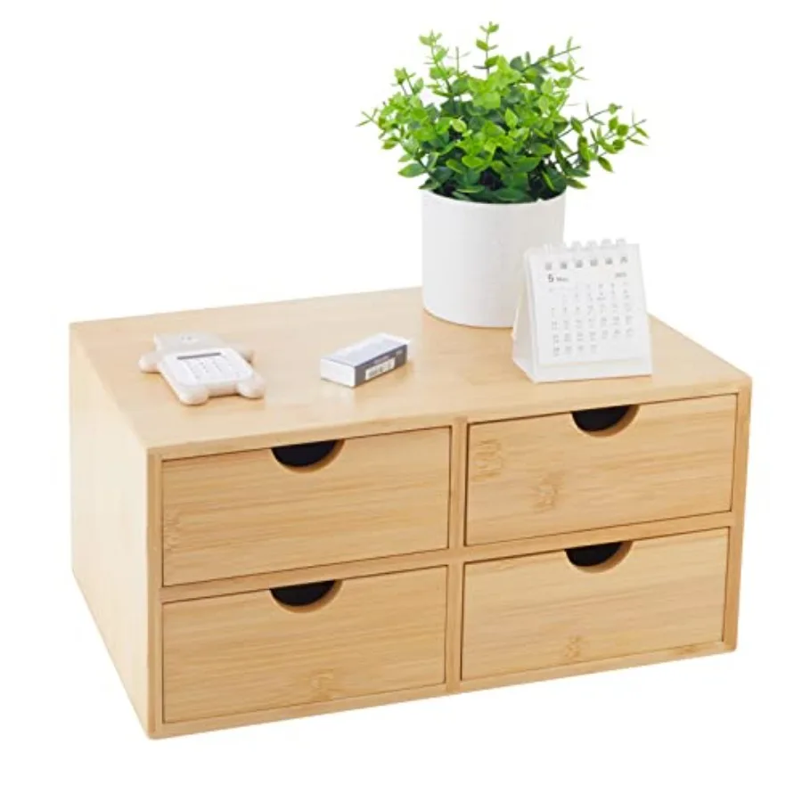 

Bamboo Desk Organizer With Countertop Counter Storage Box Corner Desk Organizer for Home Office No Assembly Required
