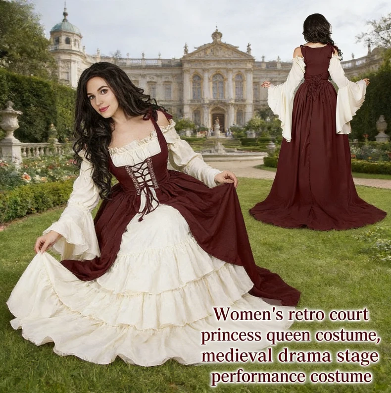 

Средневековый костюм для женщин, винтажное платье в стиле Викторианской эпохи и Ренессанса для Хэллоуина, косплея и театральных представлений