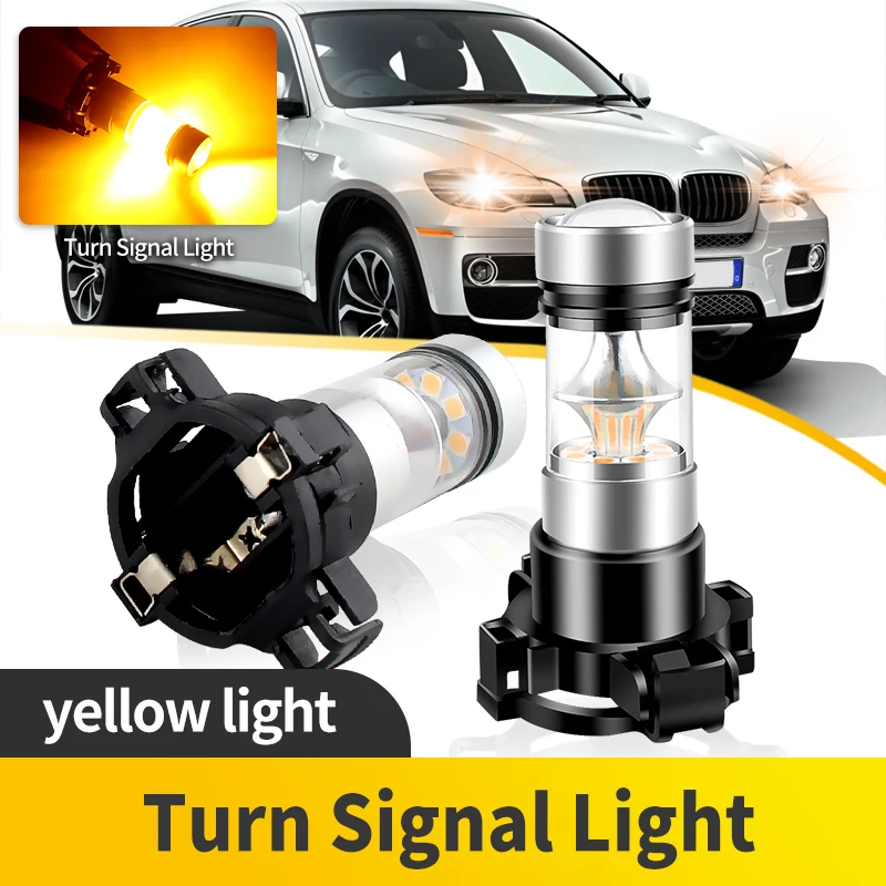 2PCS PY24W LED Bulbs Amber White Side Turn Signal Indicator Light Lamps 12V For BMW X-series E72 X6 All PY24WNA No Hyper Flash