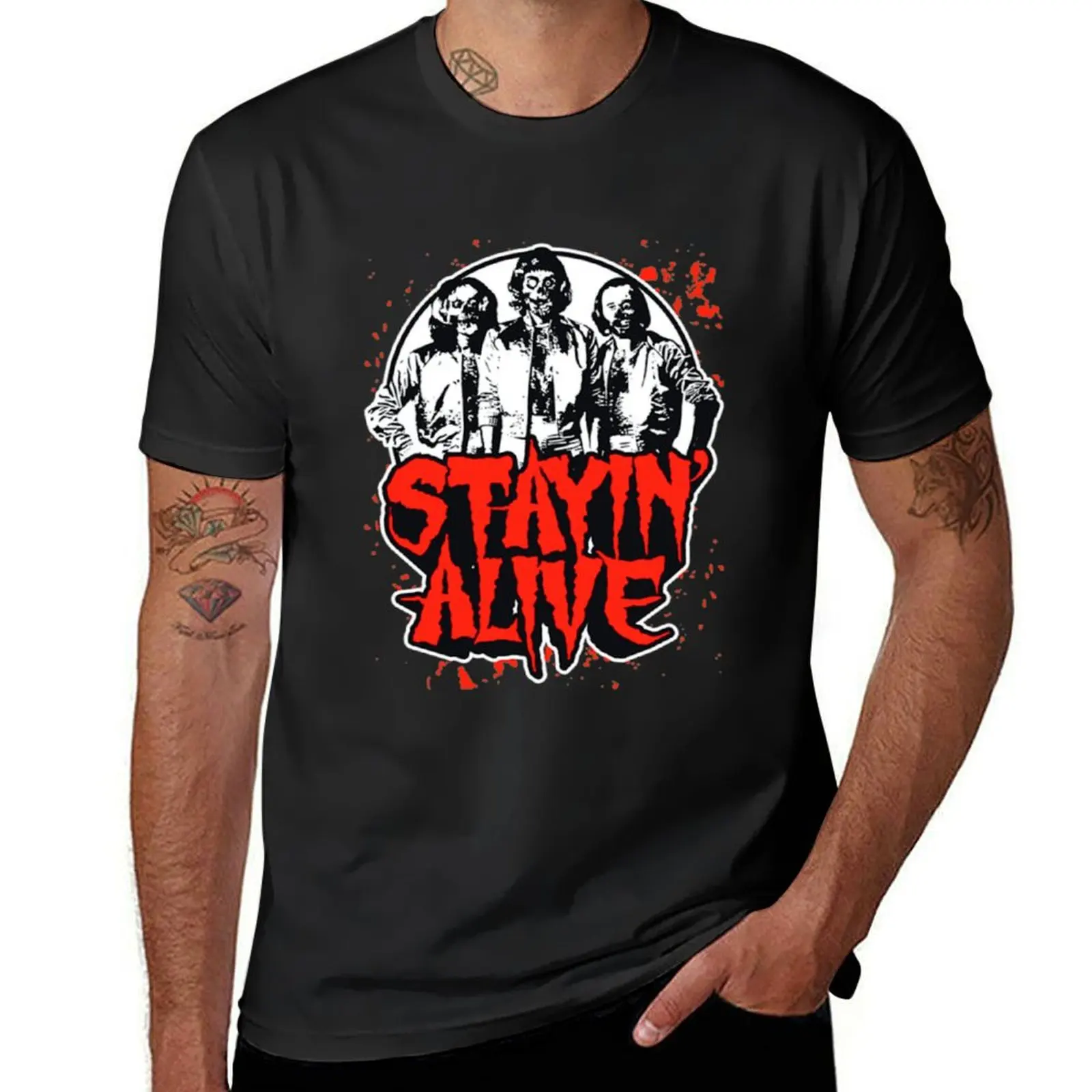 

The Bee Gees Stay Alive Gift Halloween T-Shirt Blouse cute tops hippie clothes plain mens vintage t shirts