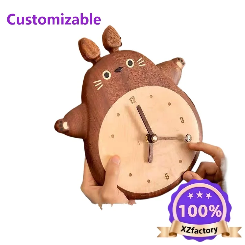 Chinchilla wall clock cute living room wall decoration ins cream wind creative new yard wood wind children's room clock