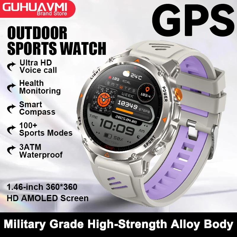 2025 Nieuwe GPS Kaart Navigatie Smart Horloge Mannen Vrouwen Amoled Scherm 3ATM Waterdichte Sport SmartWatch Kompas NFC BT Call Horloges Mannen