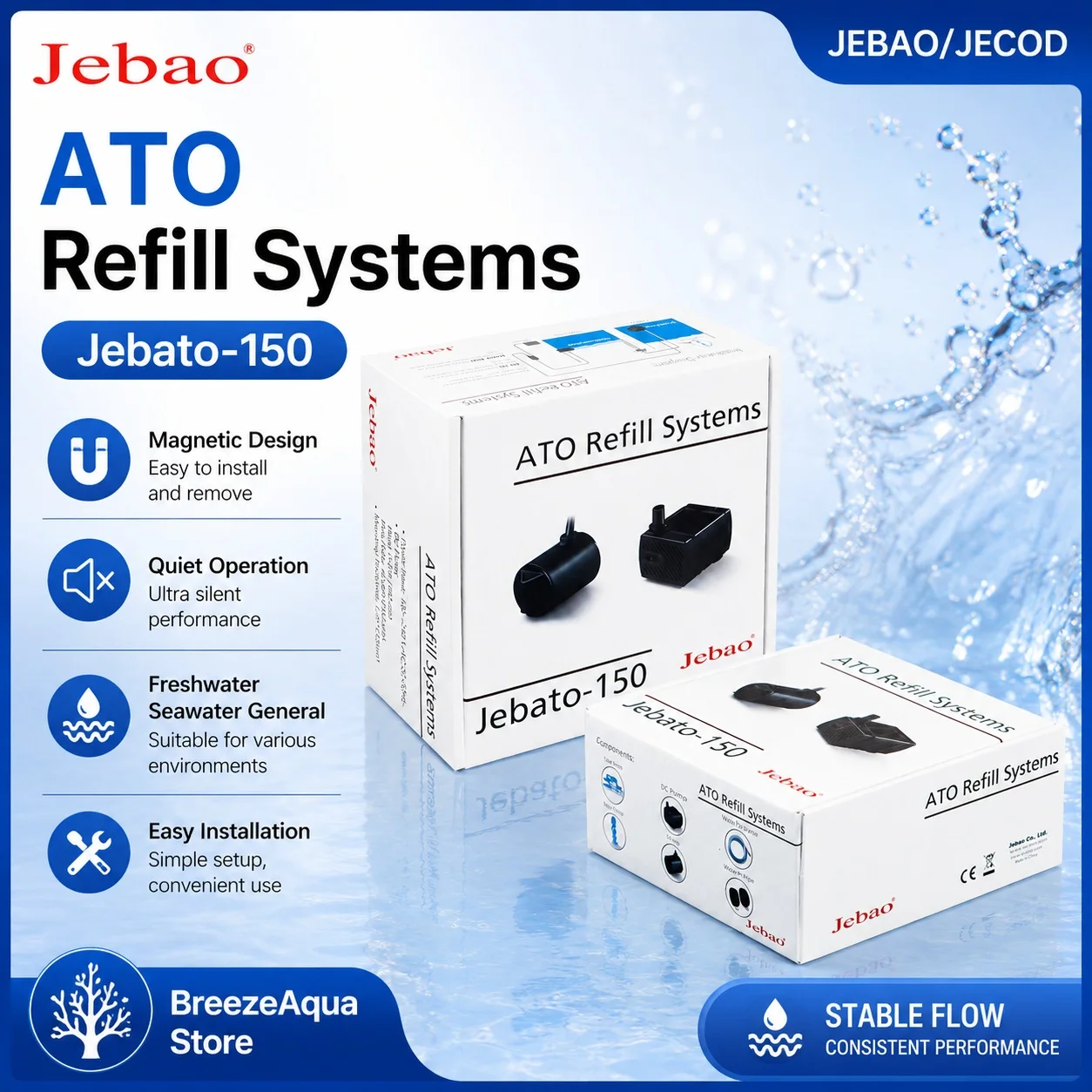 Jebao Jecod Jebato-150 Aquarium Ato Refill Systems Fish Tank Freshwater Marine …