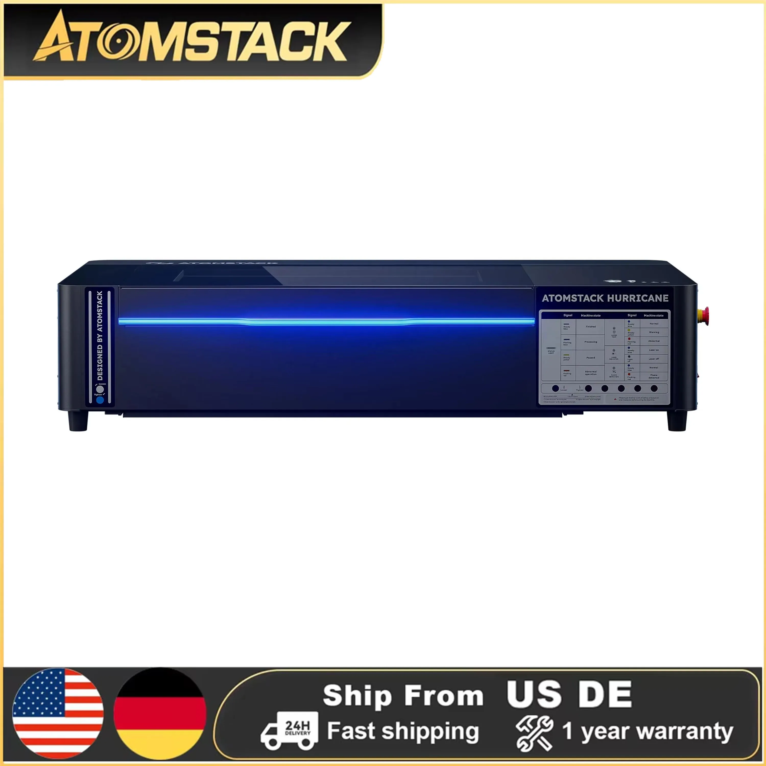 

Atomstack Hurricane 55W CO2 Laser Engraving Machine Wifi with Air Assist Industrial Grade Auto Focus Wood Acrylic Laser Cutting