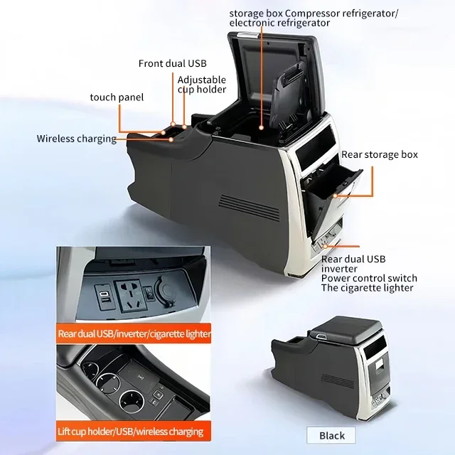 Applicable to HIACE  Right Rudder Armrest Box Central Storage Box With Wireless Charging Armrest Box Refit Interior Upgrade