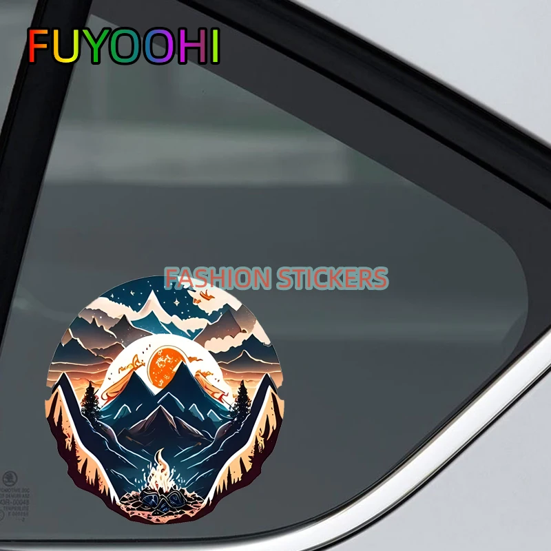FUYOOHI Fashion The Sunset At Camp-Sticker, Vinyl Decal For Car Bumper, Window, Laptop, Water Bottle, Books Etc Waterproof